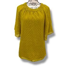 NWT Universal Standard Size 8 Short Sleeve Clip Dot Shirred Top (2XS) USTO0490CD